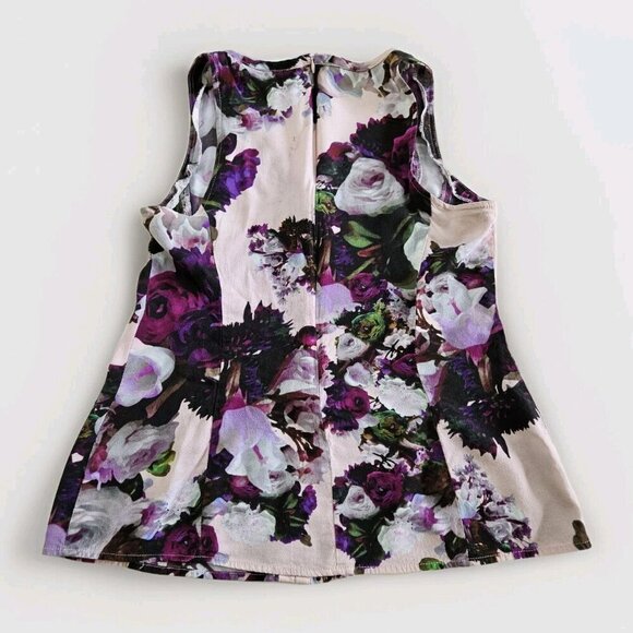 Nanette Lepore Top Women US 8 Floral Fitted Zip Back Sleeveless Summer Boho FLAW - Picture 14 of 16